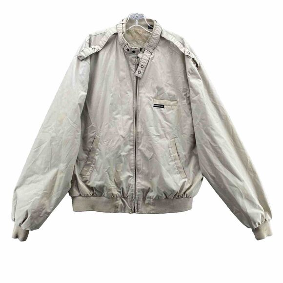 Vintage Members Only Jacket Men's 46L Beige Moto Windbreaker Bomber 80's Retro‎ - Picture 1 of 16